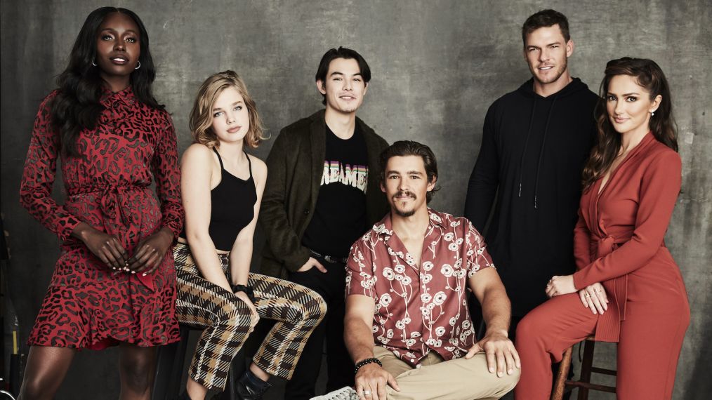 Anna Diop, Teagan Croft, Ryan Potter, Brenton Thwaites, Alan Ritchson and Minka Kelly from Titans at NYCC 2018