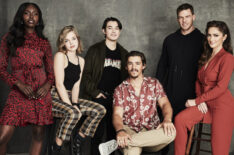 Anna Diop, Teagan Croft, Ryan Potter, Brenton Thwaites, Alan Ritchson and Minka Kelly from Titans at NYCC 2018