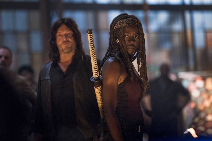 Norman Reedus as Daryl Dixon, Danai Gurira as Michonne - The Walking Dead _ Season 9, Episode 1 - Photo Credit: Jackson Lee Davis/AMC