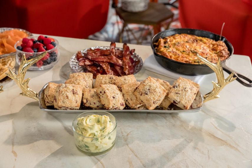 Giadas Bacon Cranberry Scones with Citrus Basil Butt