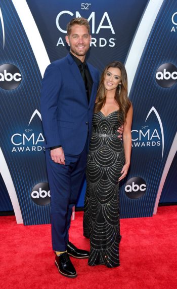 Brett Young and Taylor Mills attend The 52nd Annual CMA Awards