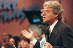 Jerry Springer speaks to guests during his show