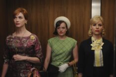 Joan Harris (Christina Hendricks), Peggy Olson (Elisabeth Moss) and Faye Miller (Cara Buono) - Mad Men - Season 4, Episode 9