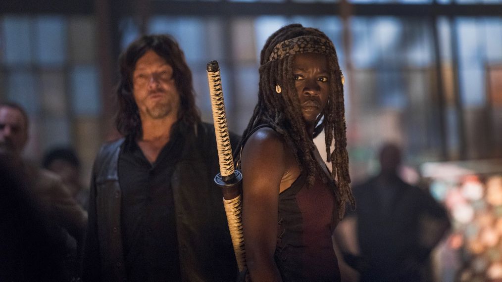 Norman Reedus as Daryl Dixon, Danai Gurira as Michonne  - The Walking Dead _ Season 9, Episode 1 - Photo Credit: Jackson Lee Davis/AMC