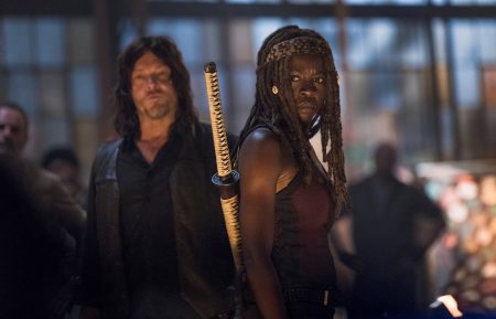 Norman Reedus as Daryl Dixon, Danai Gurira as Michonne  - The Walking Dead _ Season 9, Episode 1 - Photo Credit: Jackson Lee Davis/AMC