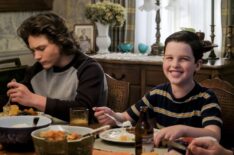 Georgie (Montana Jordan) and Sheldon (Iain Armitage) in Young Sheldon - 'A Stunted Childhood and a Can of Fancy Mixed Nuts'