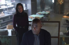 Sakina Jaffrey as Denise Christopher and Paterson Joseph as Connor Mason in Timeless - Season 2 - 'The Miracle of Christmas Part 1'