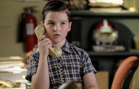 Iain Armitage on the phone as Young Sheldon