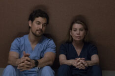 Giacomo Gianniotti and Ellen Pompeo stuck in the elevator on Grey's Anatomy