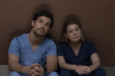 Giacomo Gianniotti and Ellen Pompeo stuck in the elevator on Grey's Anatomy