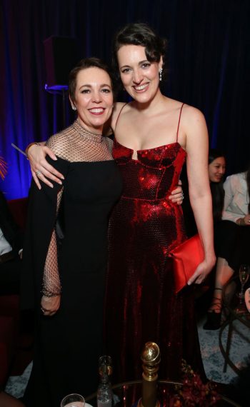 Olivia Colman and Phoebe Waller-Bridge attend a 2019 Golden Globe Awards After Party