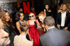 Antoinette Robertson, Ashleigh LaThrop, Emily Osment, Madeline Brewer, and O. T. Fagbenle attend Netflix 2019 SAG Awards after party