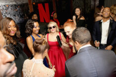 Antoinette Robertson, Ashleigh LaThrop, Emily Osment, Madeline Brewer, and O. T. Fagbenle attend Netflix 2019 SAG Awards after party