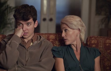 Asa Butterfield and Gillian Anderson in Sex Education - Season 1