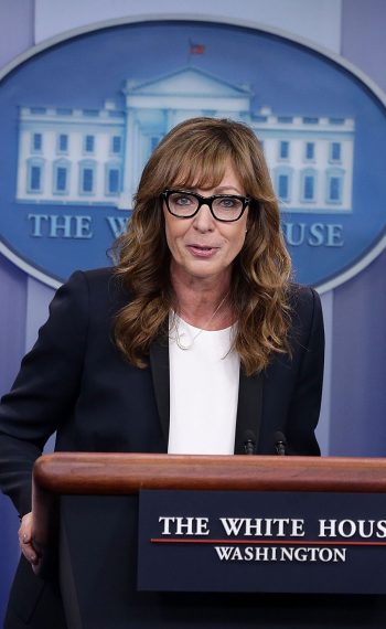 Allison Janney in real life speaking to the White House Press Corps, not in The West Wing