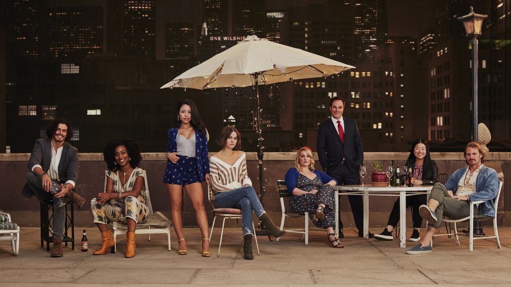 The cast of Good Trouble - Tommy Martinez, Zuri Adele, Cierra Ramirez, Maia Mitchell, Emma Hunton, Roger Bart, Sherry Cola, Josh Pence