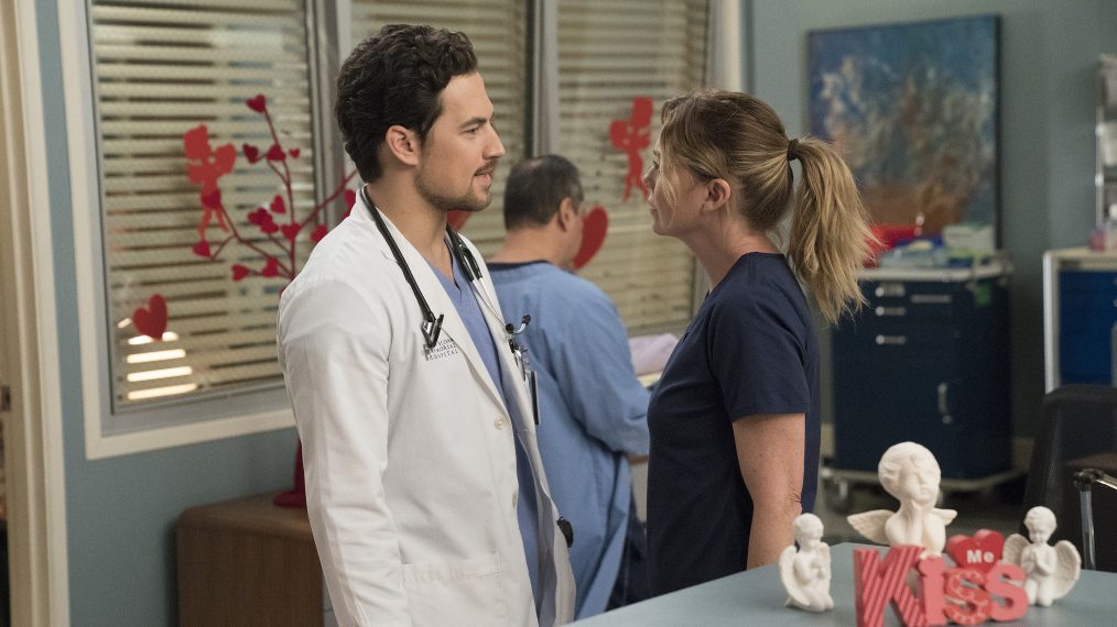 Giacomo Gianniotti and Ellen Pompeo on Grey's Anatomy