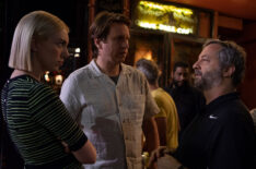 Madeline Wise, Pete Holmes, and Judd Apatow in Crashing