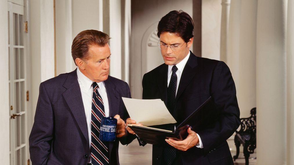 The West Wing - Martin Sheen as President Josiah 'Jed' Bartletand and Rob Lowe as Sam Seaborn