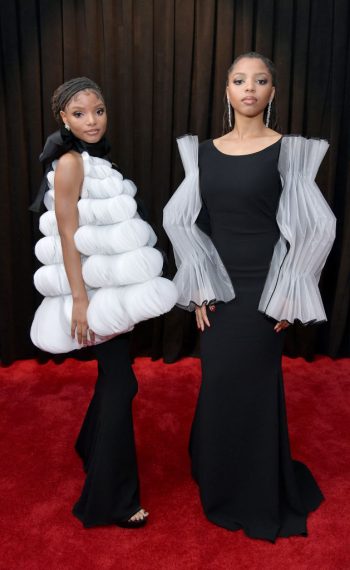 Halle Bailey and Chloe Bailey attend the 61st Annual Grammy Awards