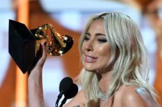 Lady Gaga accepts the Grammy for Best Pop Duo/Group Performance with 'Shallow'