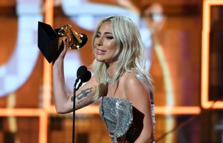 Lady Gaga accepts the Grammy for Best Pop Duo/Group Performance with 'Shallow'