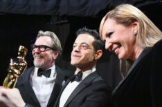 Gary Oldman, Rami Malek, and Allison Janney pose backstage during the 91st Annual Academy Awards