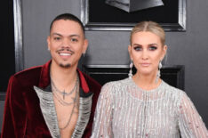 Evan Ross and Ashlee Simpson attend the 61st Annual Grammy Awards