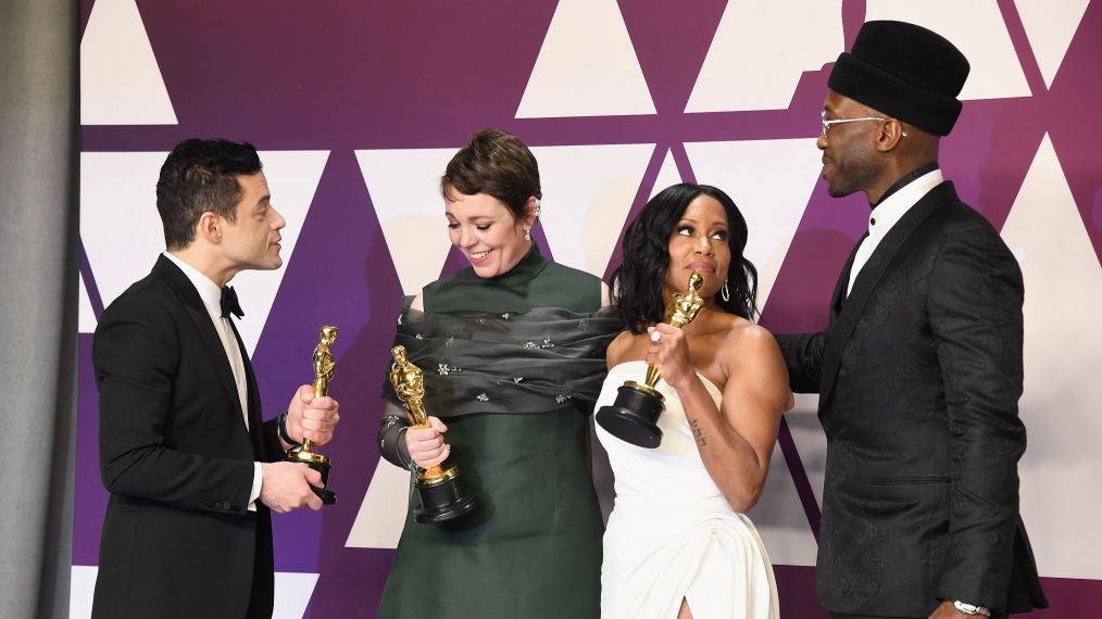 Rami Malek, Olivia Colman, Regina King, and Mahershala Ali at the 91st Annual Academy Awards - Press Room