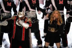 CeeLo Green and Madonna perform during the Bridgestone Super Bowl XLVI Halftime Show