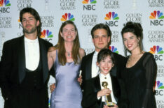 Cast of 'Party of Five' at the 53rd Annual Golden Globe Awards - Matthew Fox, Paula Devicq, Scott Wolf, Lacey Chabert, and Neve Campbell