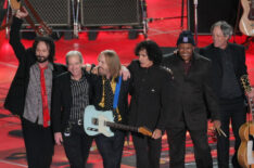 Tom Petty and The Heartbreakers wave to the crowed after performing at the Bridgestone halftime show during Super Bowl XLII between the New York Giants and the New England Patriots on February 3, 2008 at the University of Phoenix Stadium in Glendale, Arizona