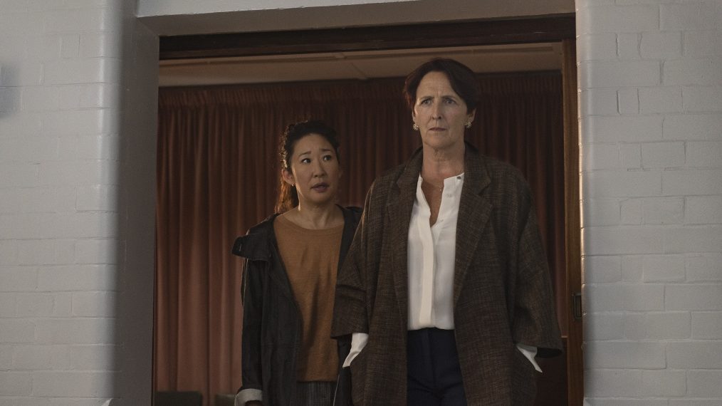 Sandra Oh as Eve Polastri and Fiona Shaw as Carolyn Martens in Killing Eve - Season 2, Episode 1