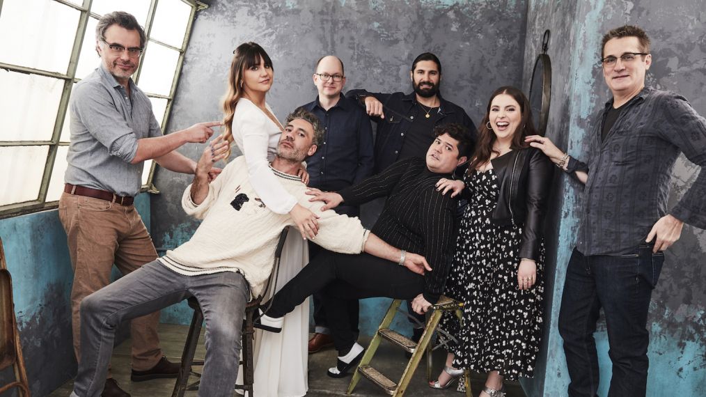 What We Do In The Shadows cast & producers: Jemaine Clement, Taika Waititi, Natasia Demetriou, Mark Proksch, Kayvan Novak, Harvey Guillen, Beanie Feldstein and Paul Simms