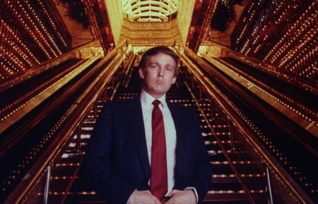 Real estate tycoon Donald Trump poised in Trump Tower