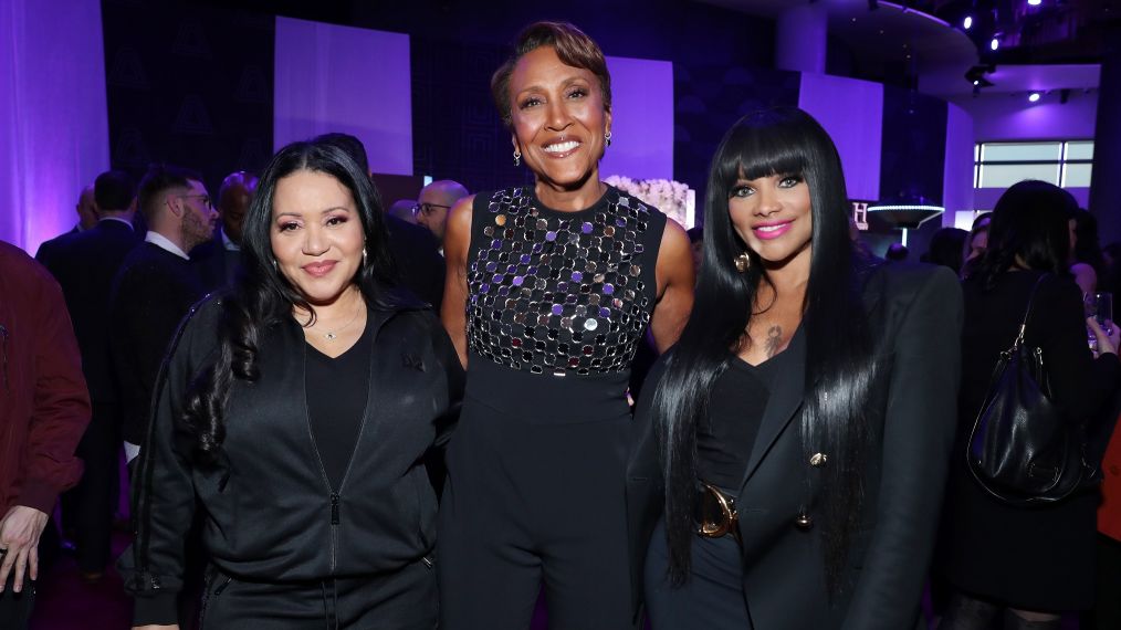 Cheryl James and Sandra Denton of Salt-N-Pepa and Executive Producer of 'Robin Roberts Presents'' Robin Roberts (C) attend the 2019 A+E Networks Upfront at Jazz at Lincoln Center on March 27, 2019 in New York City