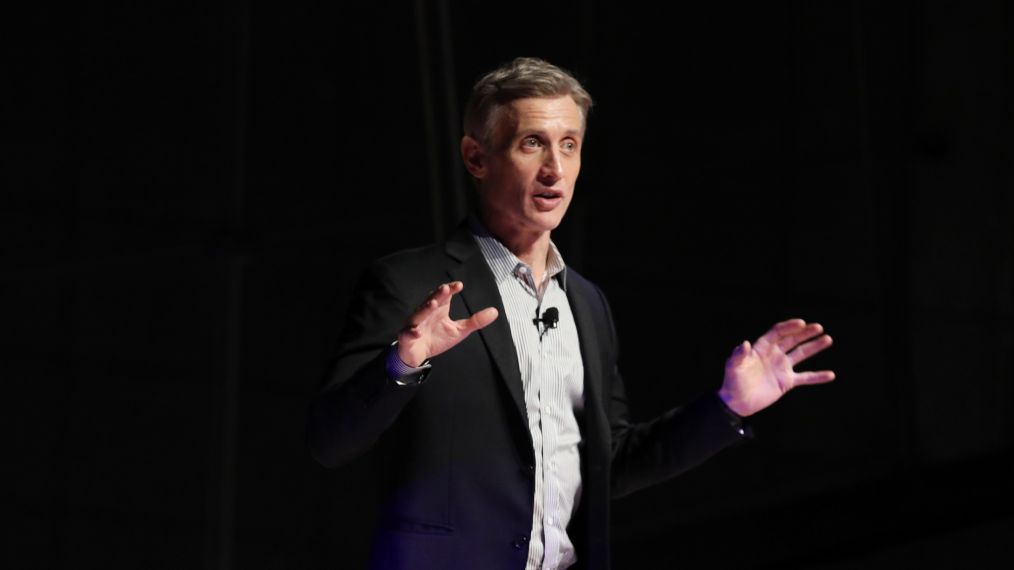 Dan Abrams speaks onstage during the 2019 A+E Networks Upfront
