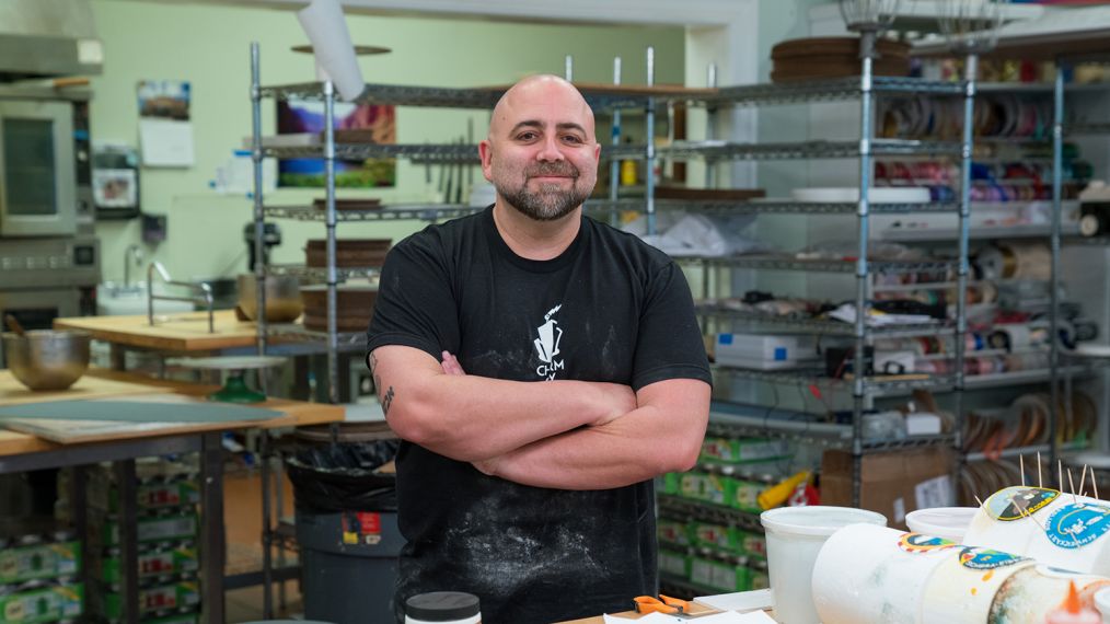 Host Duff Goldman at Charm City Cakes, as seen on Buddy vs Duff, Season 1.