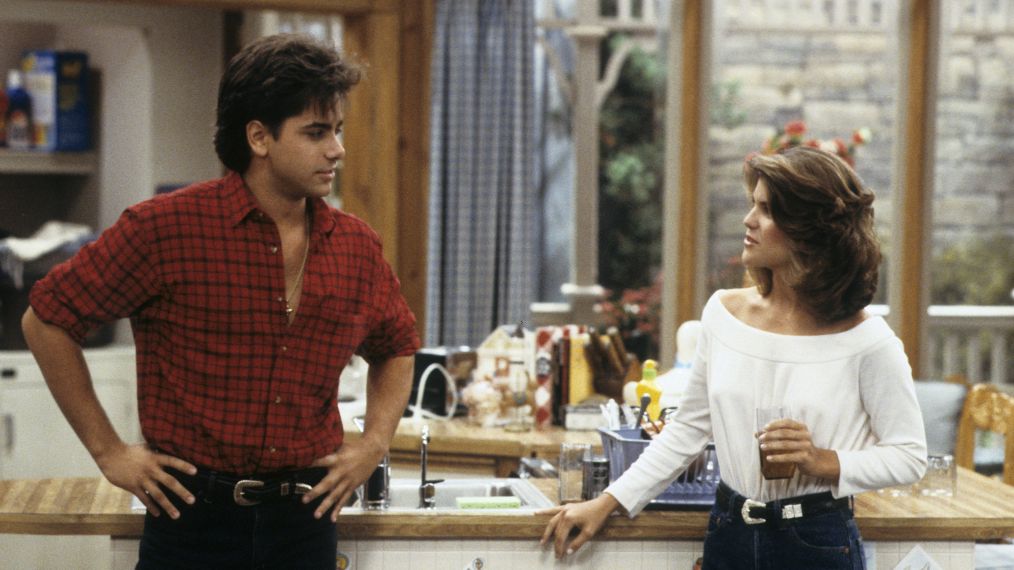 John Stamos as Jesse Katsopolis and Lori Loughlin as Becky Katsopolis on Full House - Season 6 - 'Be True to Your Preschool'