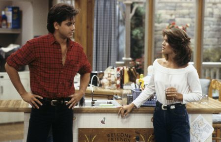 John Stamos as Jesse Katsopolis and Lori Loughlin as Becky Katsopolis on Full House - Season 6 - 'Be True to Your Preschool'