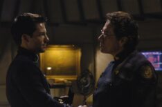 Battlestar Galactica - Jamie Bamber as Major Lee 'Apollo' Adama and Edward James Olmos as Admiral William Adama