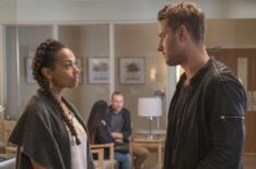 Melanie Liburd as Zoe, Justin Hartley as Kevin in This Is Us - Season 3 - 'The Waiting Room'