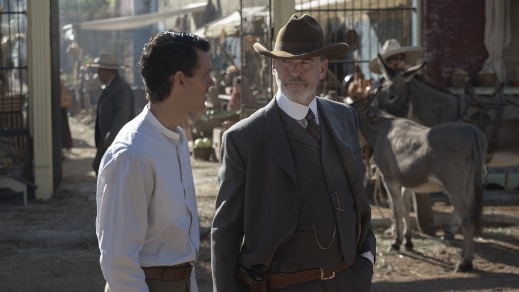 Henry Garrett as Pete McCullough and Pierce Brosnan as Eli McCullough in The Son - Season 2, Episode 1