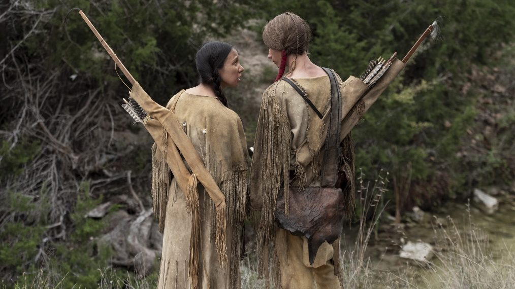 Elizabeth Frances as Prairie Flower and Jacob Lofland as Young Eli in The Son - Season 2, Episode 1