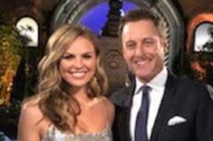 Hannah Brown poses with host Chris Harrison in The Bachelorette