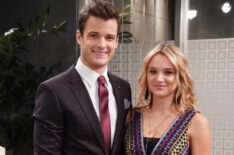 Michael Mealor (Kyle Abbott) and Hunter King (Summer Newman) on the new Dark Horse office set at Young And The Restless