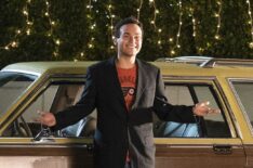 Troy Gentile in front of a station wagon The Goldbergs