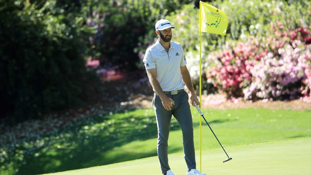 Dustin Johnson during a practice round prior to the 2019 Masters