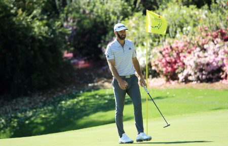 Dustin Johnson during a practice round prior to the 2019 Masters