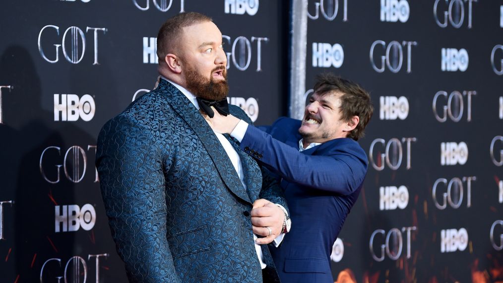 Hafþór Júlíus Björnsson and Pedro Pascal attend the 'Game Of Thrones' Season 8 Premiere